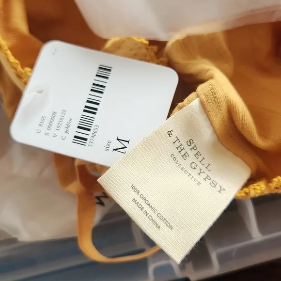 New spell designs Lana organic cotton bralette M sunflower yellow saffron bra - Picture 15 of 16